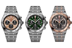 The New Breitling Chronomat Collection In Copper Green And Anthracite Dial With Contrasting Subdial Colours 300x200
