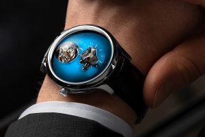 H moser cie and mbf Endeavour Cylindrical Tourbillon watch in funky blue