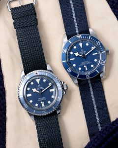The 1969 Tudor divers watch on the left that started the iconic Tudor Blue colour 2