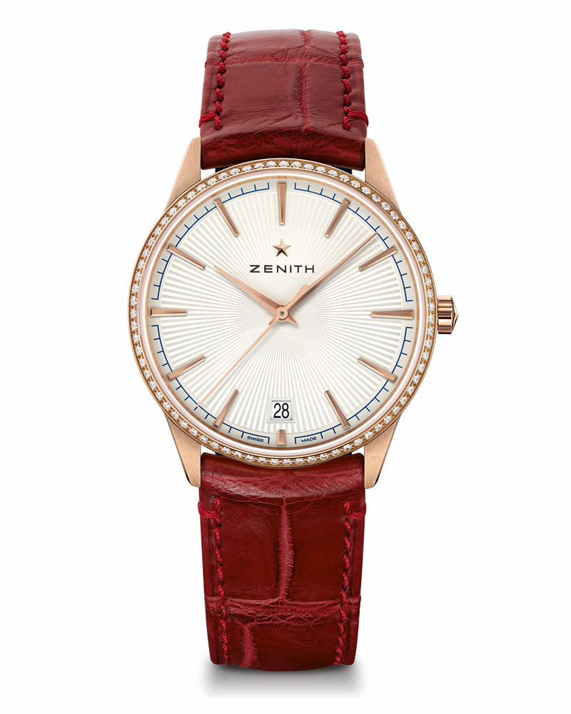 Zenith-Elite-Classic-in-rose-gold-case-with-textured-dial-on-red-leather-strap-ref-22_3200_670_01_C831