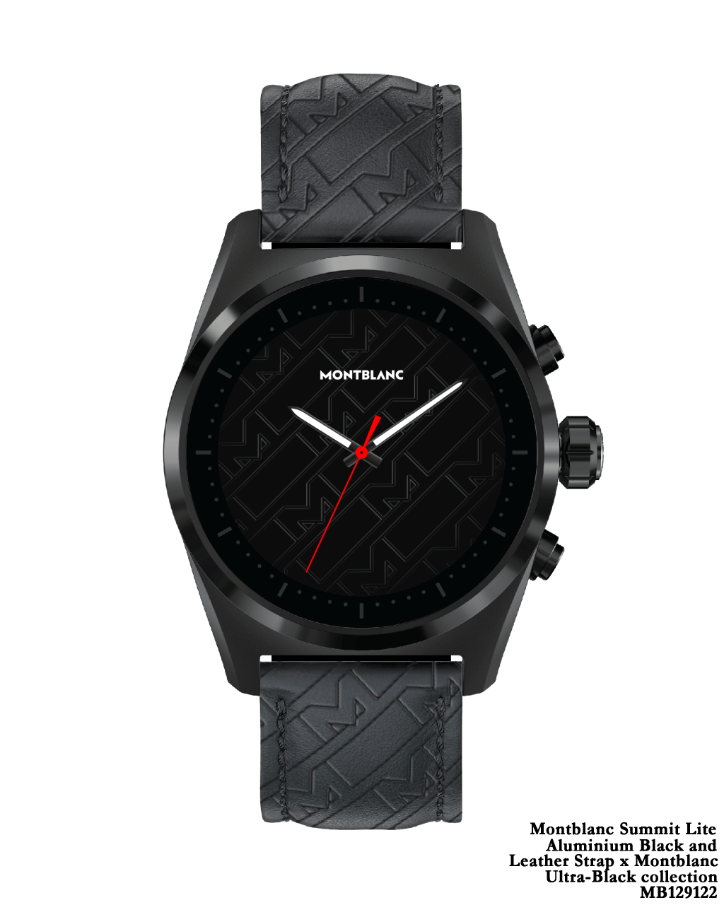 129123 129122 Montblanc Summit Lite Aluminium Black and Leather Strap x Montblanc Ultra Black collection 2150261