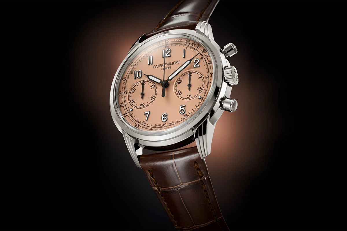 The Patek Philippe Ref. 5172G-010 now comes in white gold with a rose gold or “salmon” dial.
