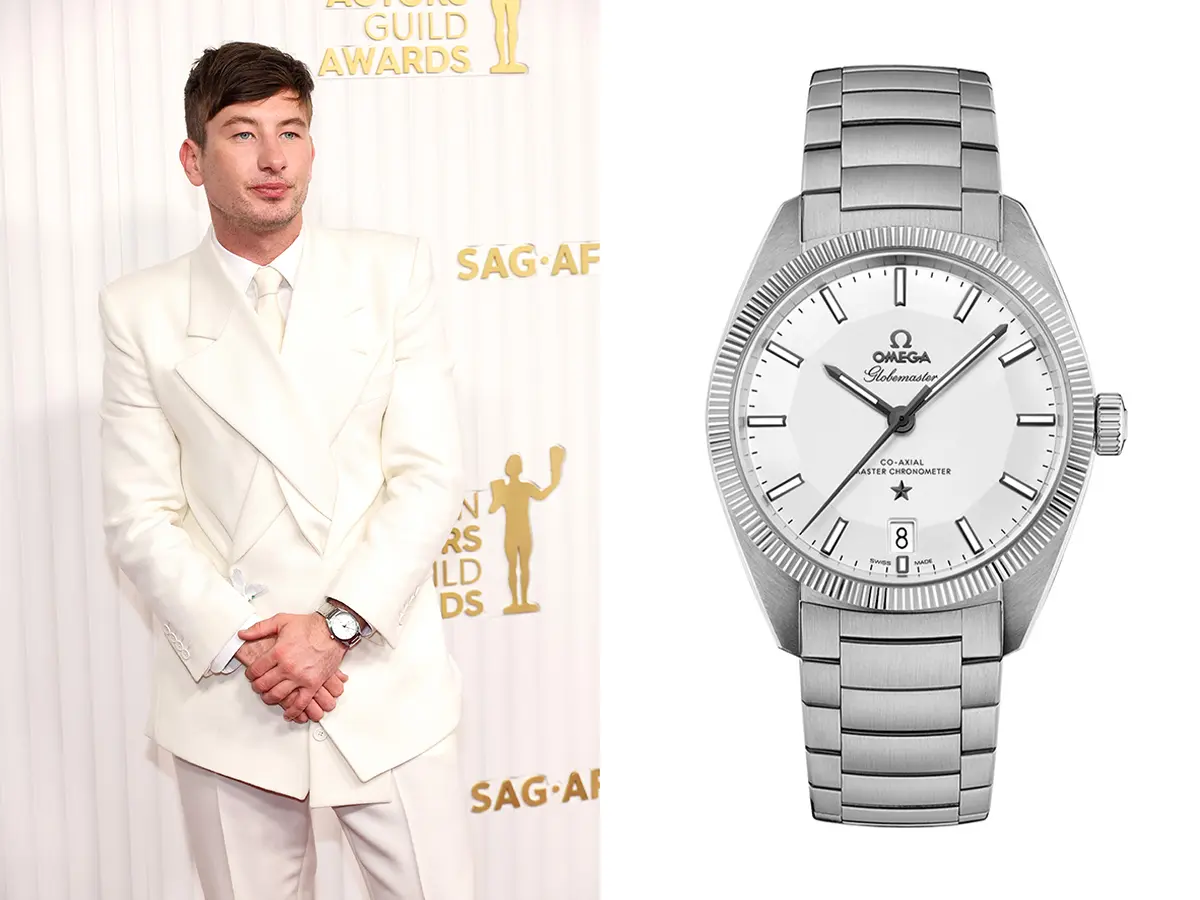 Barry Keoghan wore an OMEGA Globemaster (Watch Reference: 130.30.39.21.02.001)