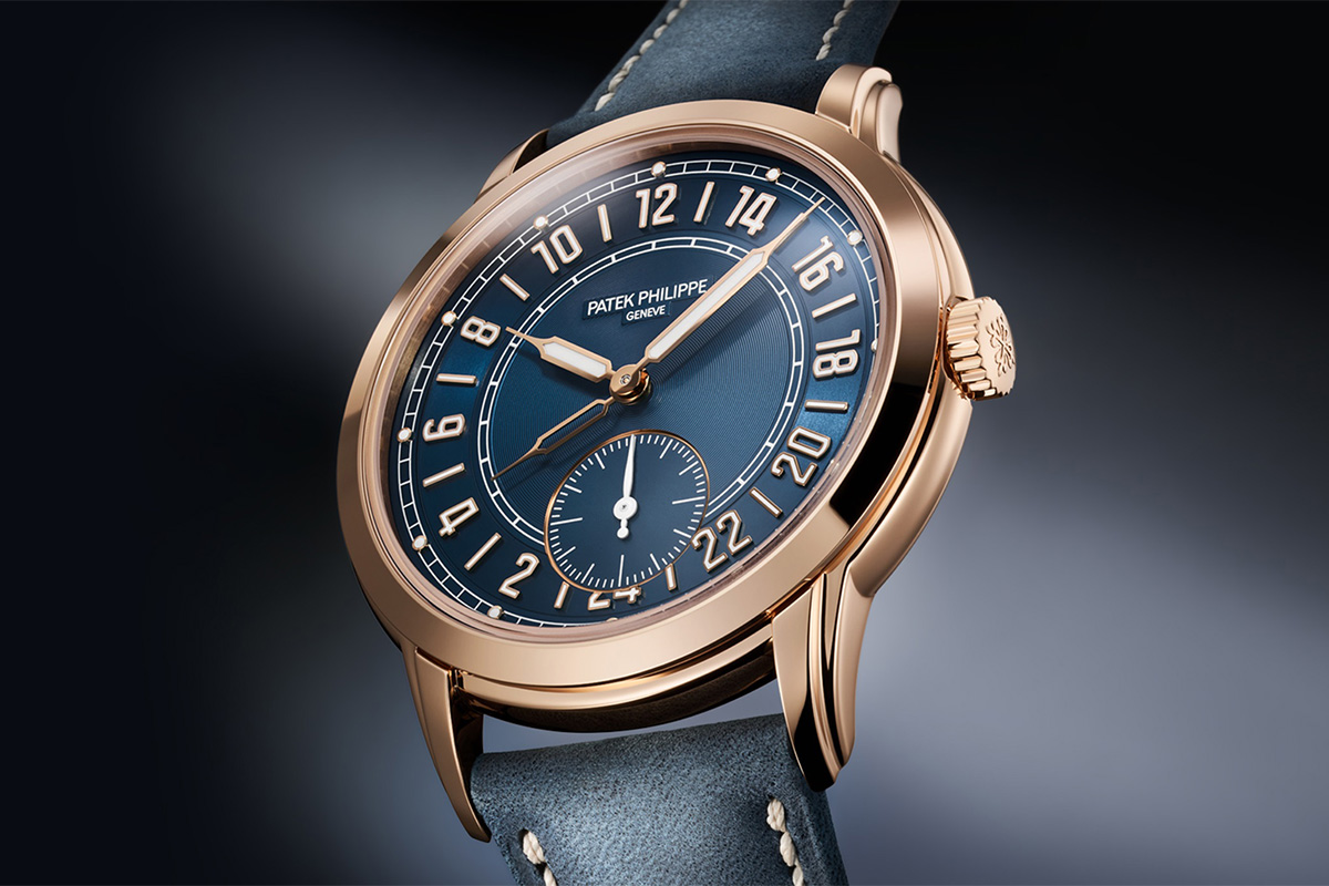 The Patek Philippe Ref. 5224R Calatrava 24-Hour Display Travel Time in rose gold case. | Cortina Watch