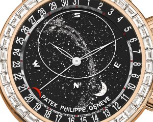 he Patek Philippe Ref. 6104R Celestial uses black and transparent sapphire-crystal discs with precisely added details of the night sky to depict the celestial complication.