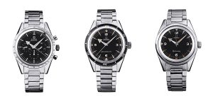 The Seamaster 300 (middle) debuted with two other icons: Speedmaster (left) and Railmaster (right).