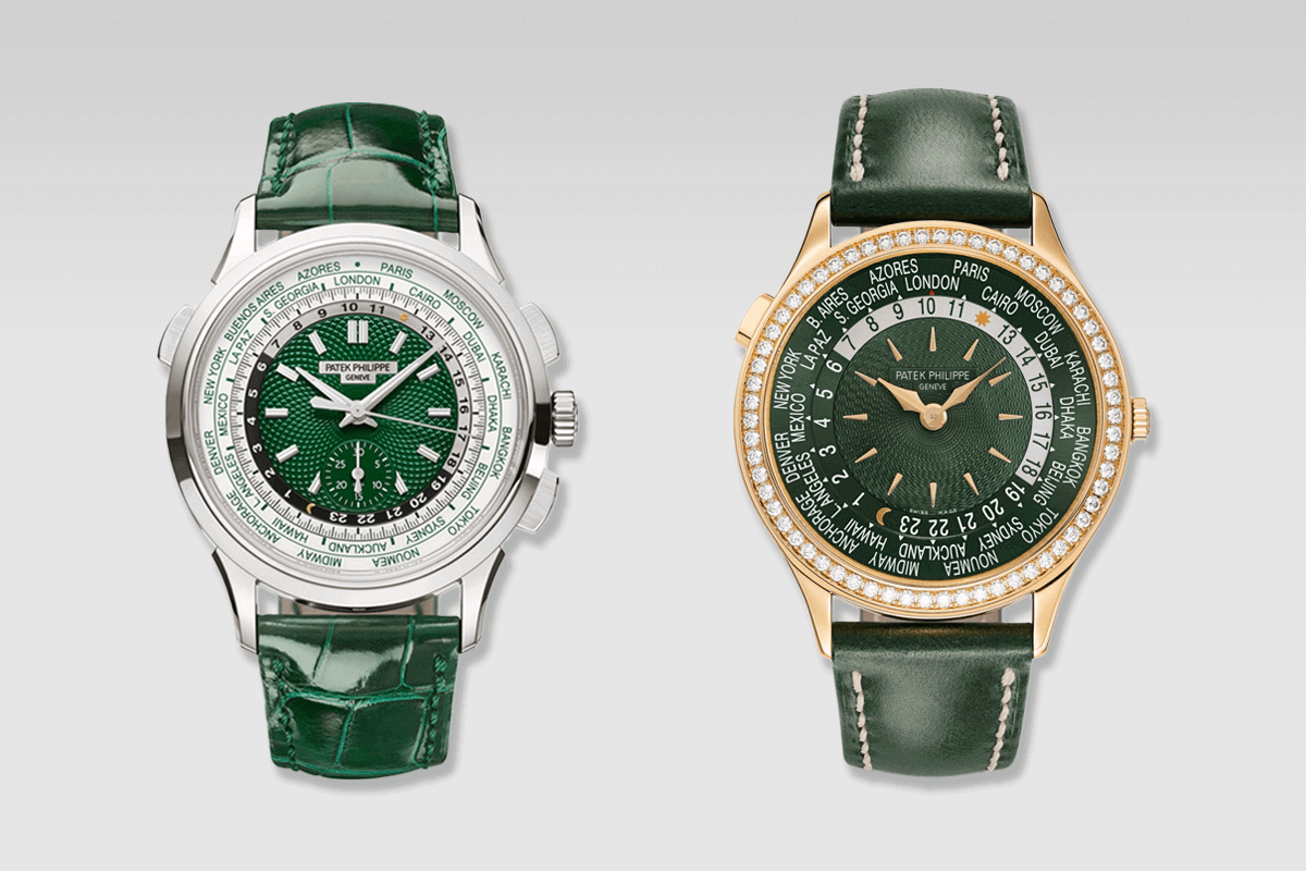 The Patek Philippe Refs. 5930P-001 and 7130R-014 share the same world time complication so you can stay connected with your loved ones across the world.