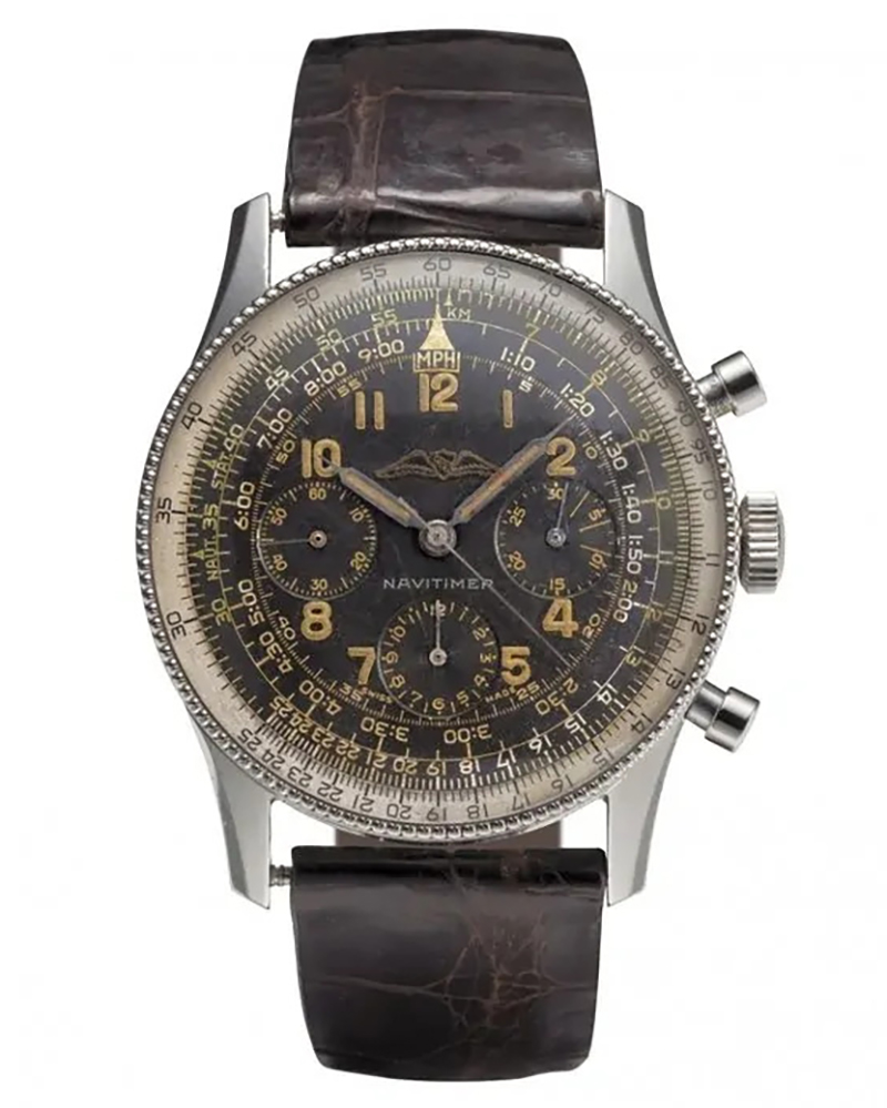 The 1954 Navitimer did not feature the Breitling brand name or logo on the dial.