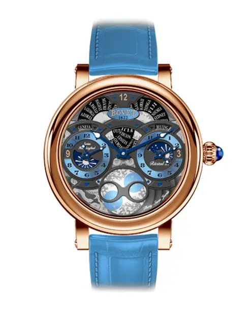 Récital 27 Light Blue Lacquered Lotus Guilloche - Cortina Watch Malaysia