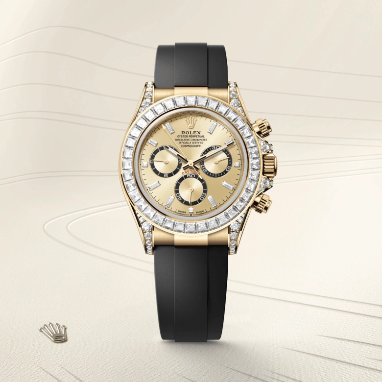 Rolex Cosmograph Daytona in Set cuping 18 Karat emas kuning bertatahkan berlian, M126538TBR-0004 - Cortina Watch Malaysia