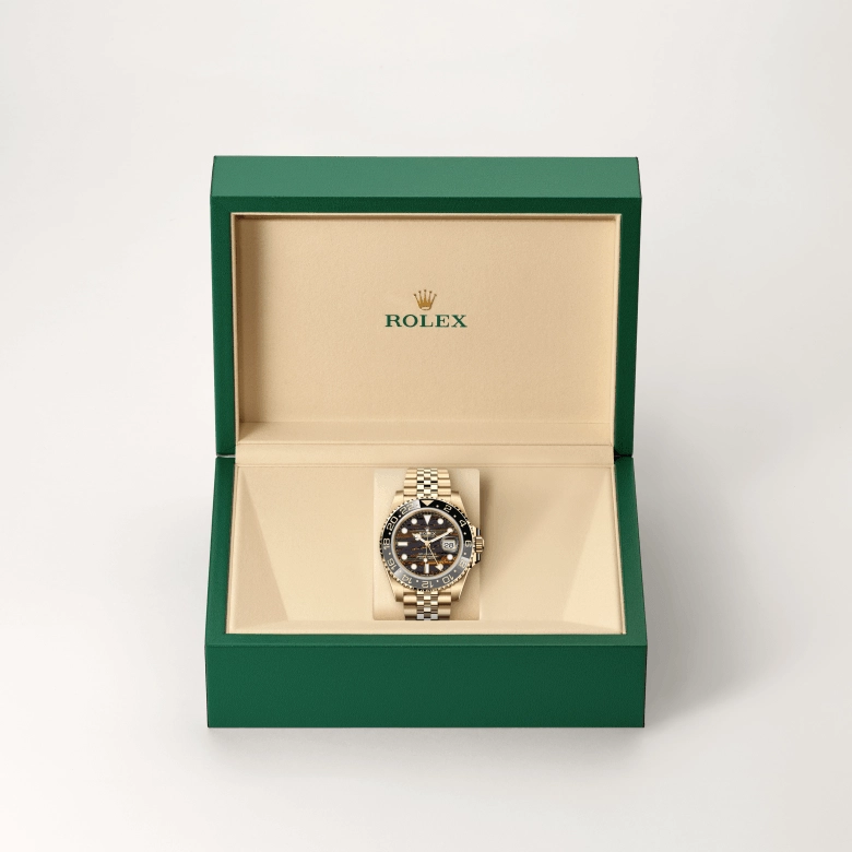 rolex gmt-master ii in 18-ct-yellow-gold, m126718grnr-0002 - cortina watch