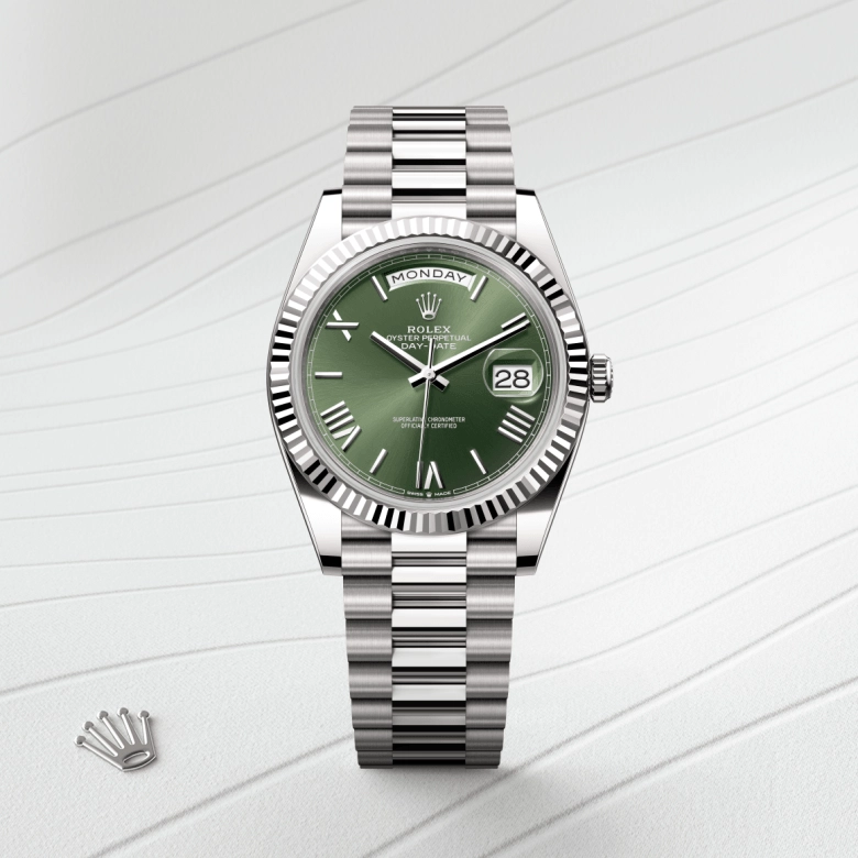 rolex day-date dalam emas putih 18k, m228239-0033 - cortina watch