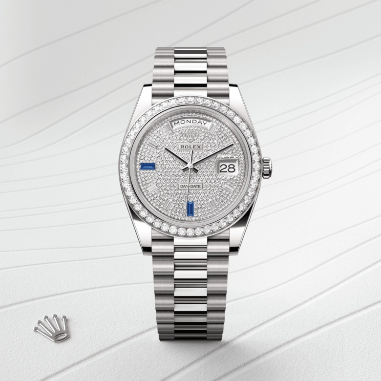 rolex day-date dalam emas putih 18k, m228349rbr-0036 - cortina watch