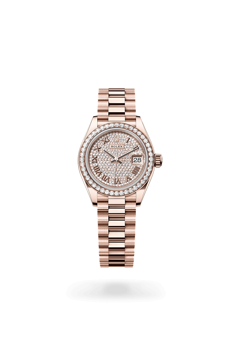 rolex lady-datejust dalam emas everose 18k, m279135rbr-0021 - cortina watch