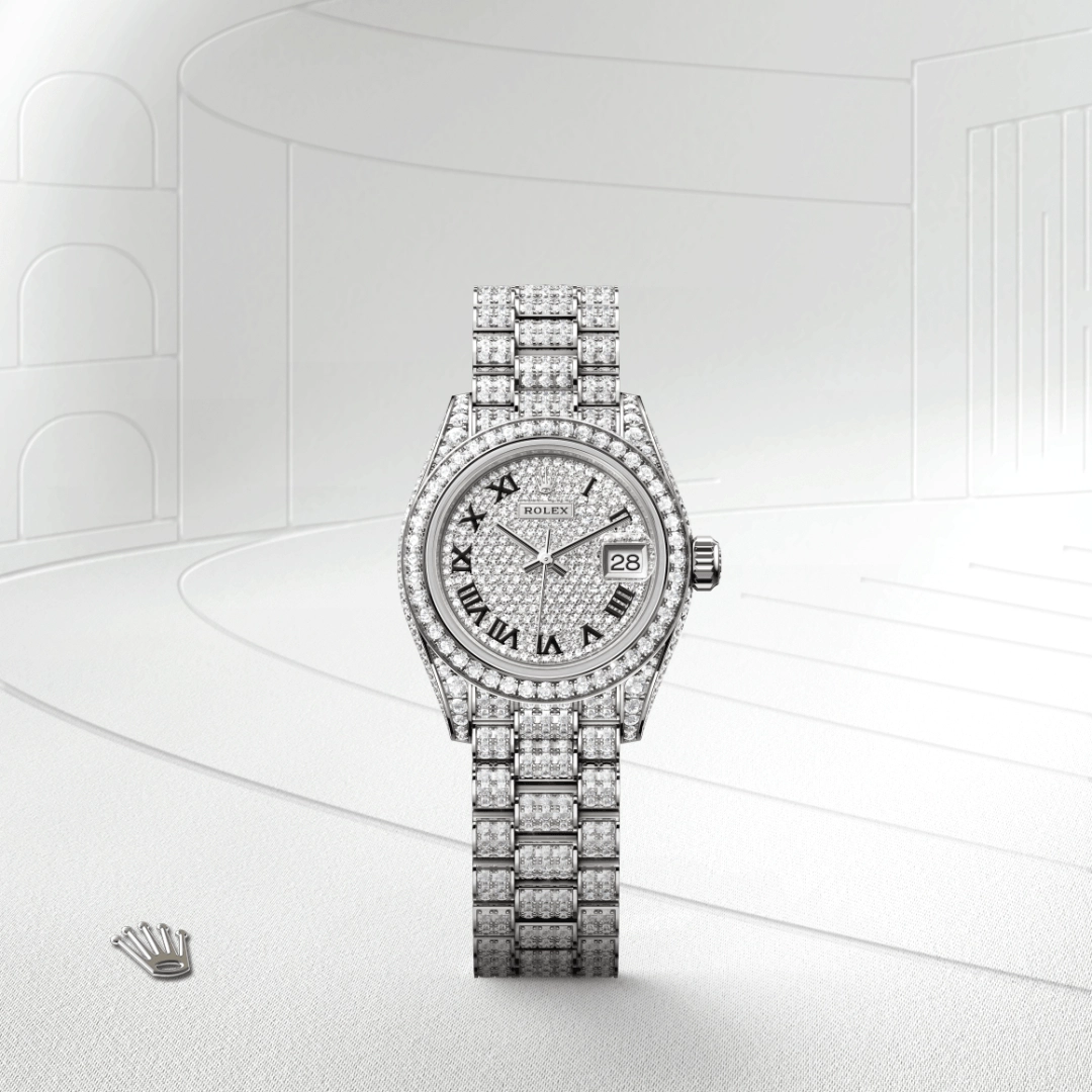 rolex lady-datejust in 18-ct-white-gold-with-case-sides-lugs-set-with-diamonds, m279459rbr-0001 - cortina watch