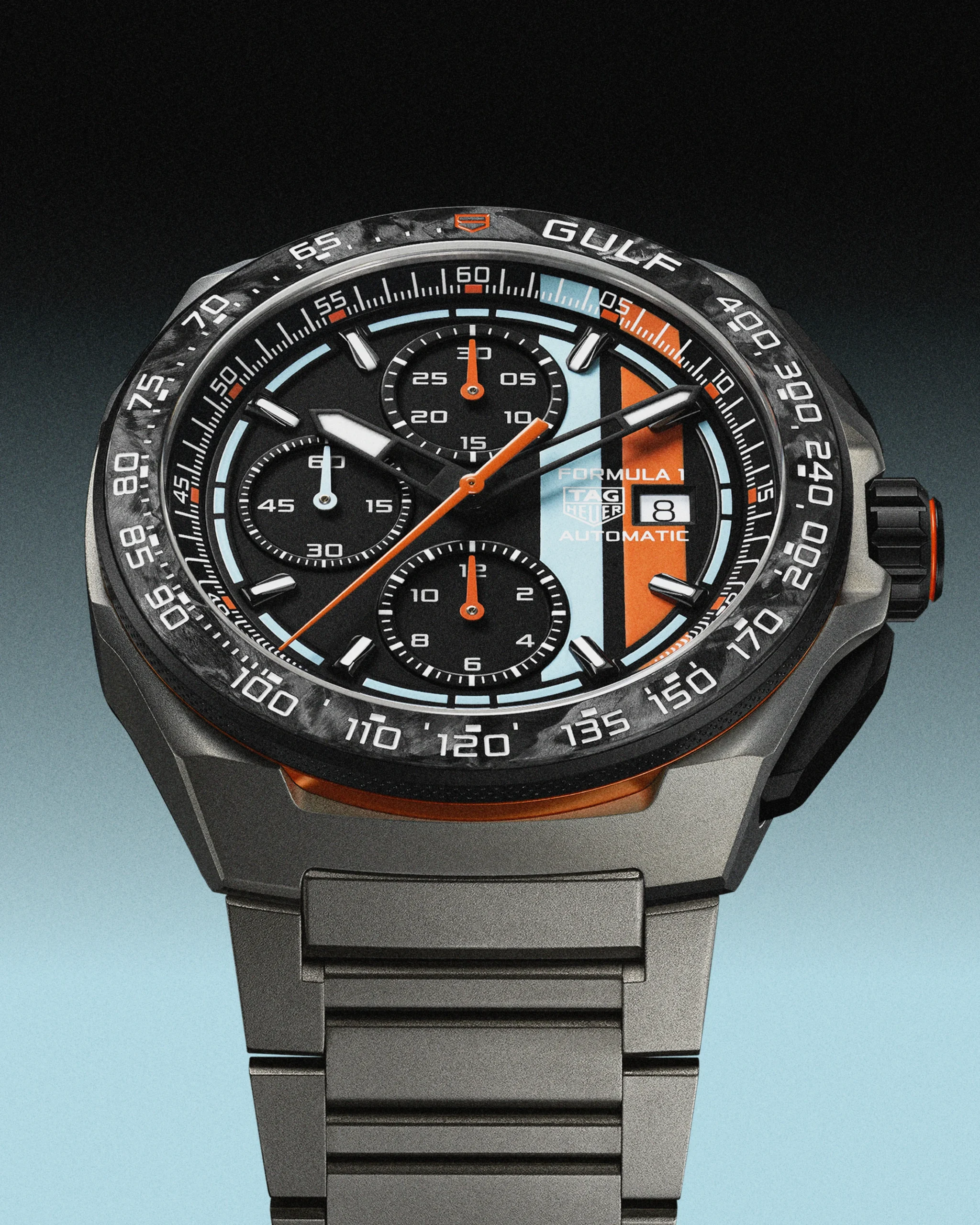 TAG Heuer Formula 1 Automatic Chronograph x Gulf: Racing in Blue and Orange - Cortina Watch Malaysia