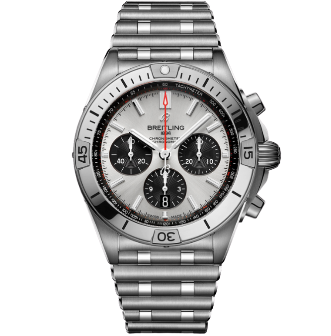 Breitling Chronomat B01 42 Silver Ab0134101g1a1 Front