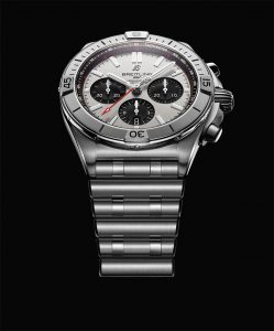 Breitling Chronomat B01 42 With A Silver Dial And Black Contrasting Chronograph Counters 1 249x300