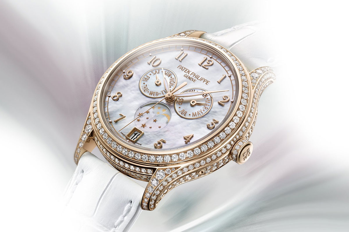 Patek Philippe Ladies Complications Ref 4948r 001 In Rose Gold Diamond Case With Mother Of Pearl Dial