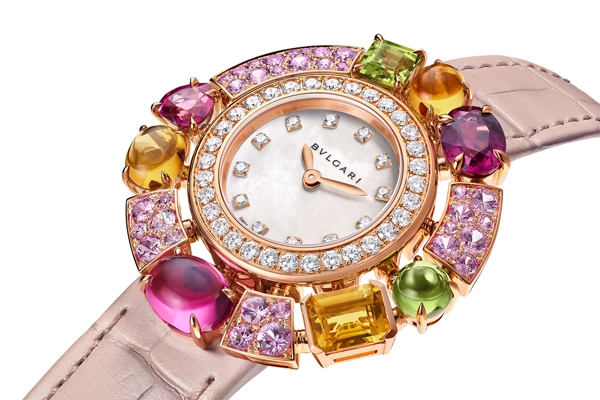 Bulgari 2023 Allegra Pink Sapphires Pack Close Up Dial Shot At Cortina Watch