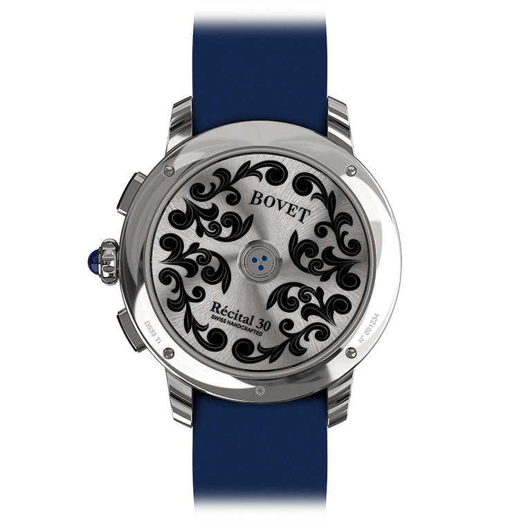 Récital 30 Blue Guilloche Centre Dial in Grade 5 Titanium - Cortina Watch Thailand