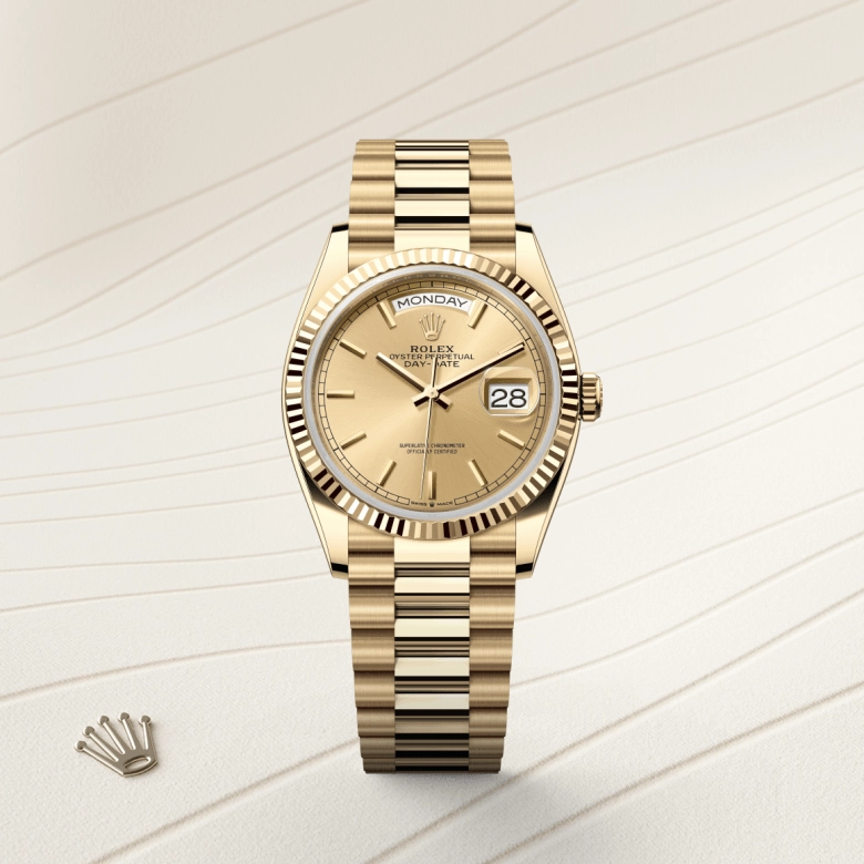 rolex day-date in 18-ct-yellow-gold, m128238-0045 - cortina watch