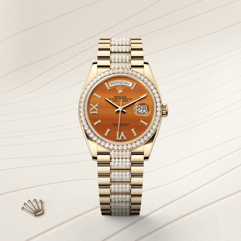 Rolex Day-Date in 18 ct yellow gold, M128348RBR-0050 - Cortina Watch Thailand