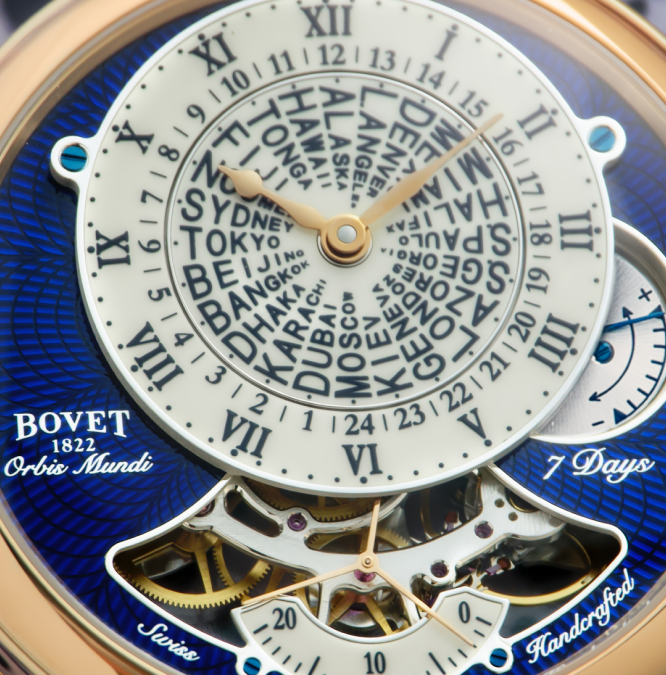 Orbis Mundi Ivory Lacquered Dial, Blue Guilloché Sub-Dial, Red Gold - Cortina Watch Taiwan
