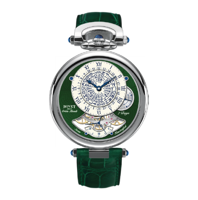 Orbis Mundi Ivory Lacquered Dial, Green Guilloché Sub-Dial, Titanium - Cortina Watch Taiwan