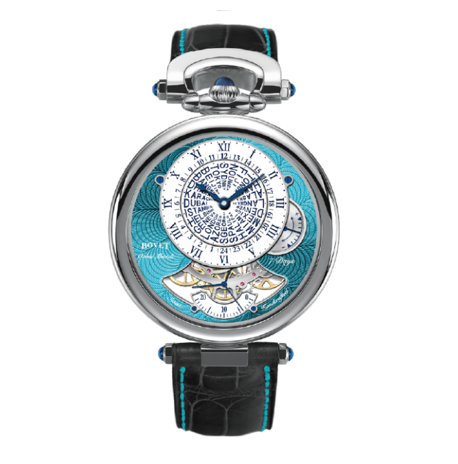 Orbis Mundi White Lacquered Dial, Turquoise Guilloche Sub-Dial, Titanium  - Cortina Watch Taiwan