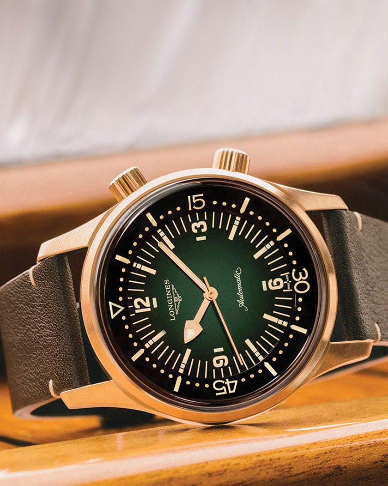 The Longines Legend Diver In Bronze Case With Green Lacquered Dial Ref L3.774.1.50