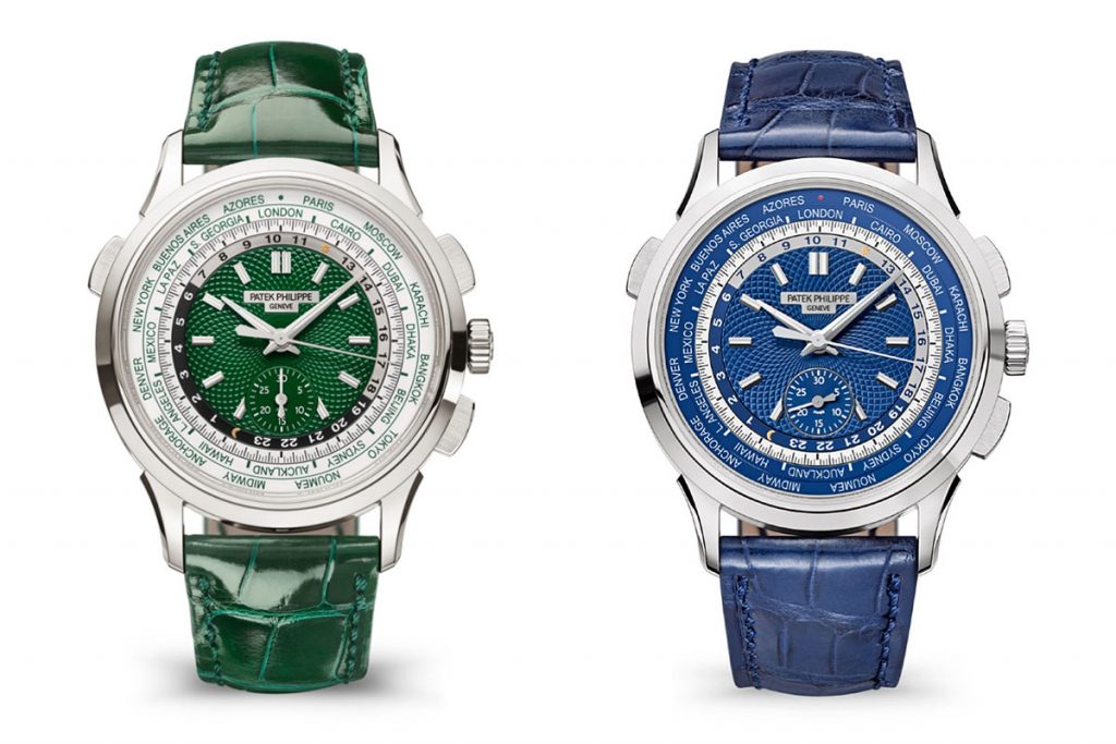 The Patek Philippe World Time Chronograph Ref 5930P 001 and Ref 5930G 010 at Cortina Watch