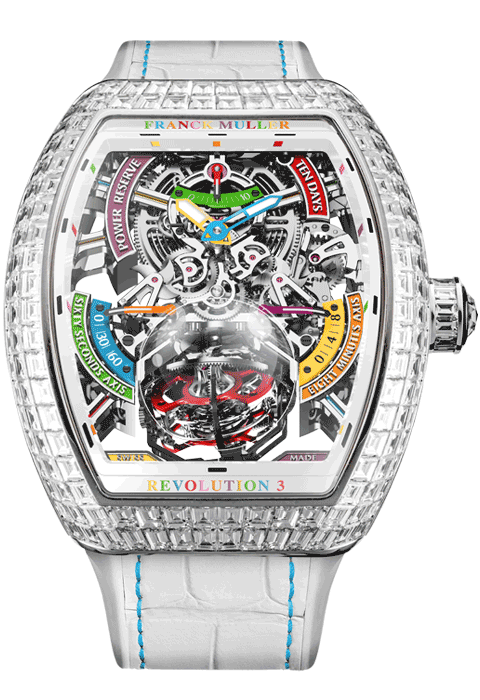 Franck Muller Cortina Watch 50th Anniversary Vanguard Revolution 3 Skeleton Colour Dreams Diamond Rubies Emeralds