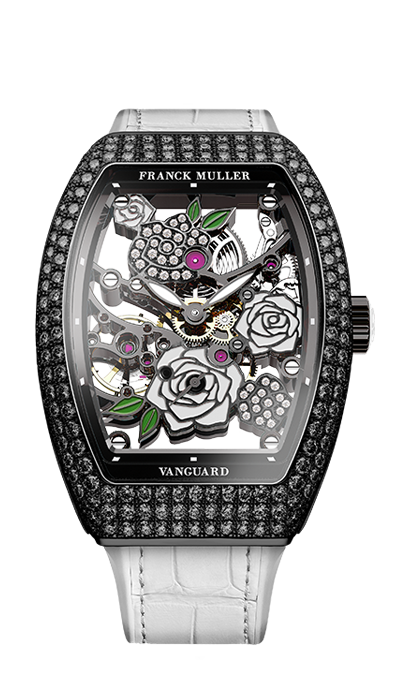 Franck Muller Vanguard Rose Skeleton Black Diamonds At Cortina Watch Watchcollectionwatchimageforeground1