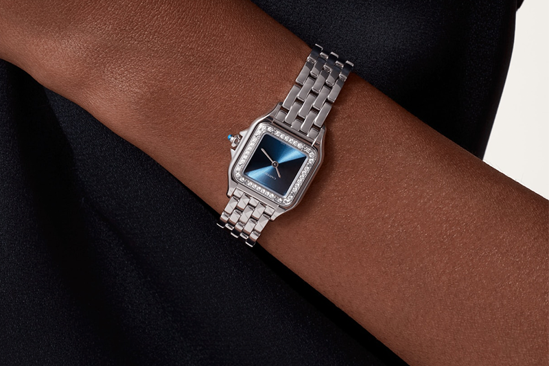 Cartier Panthere de Cartier diamond bezel blue dial Cortina Watch