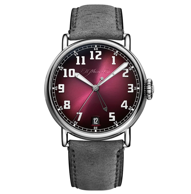 H Moser Cie 8809 1200 Heritage Dual Time Burgundy At Cortina Watch Front