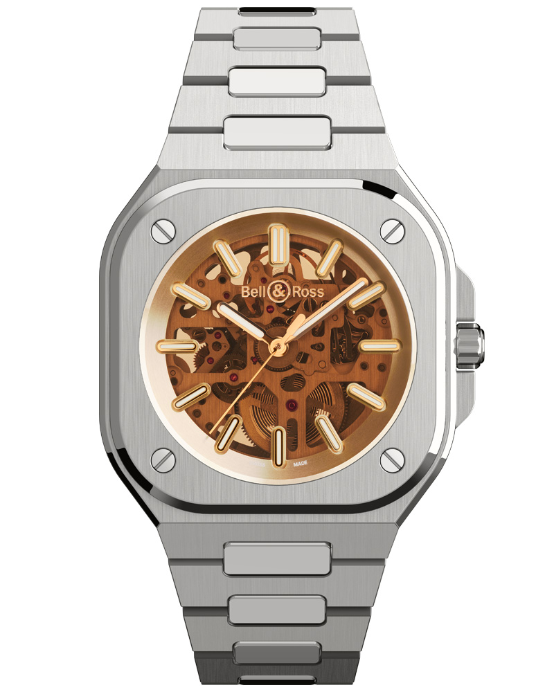 Bell & Ross_BR-05 Skeleton Golden_BR05A-CH-SKST/SST_Cortina Watch_frontal product shot
