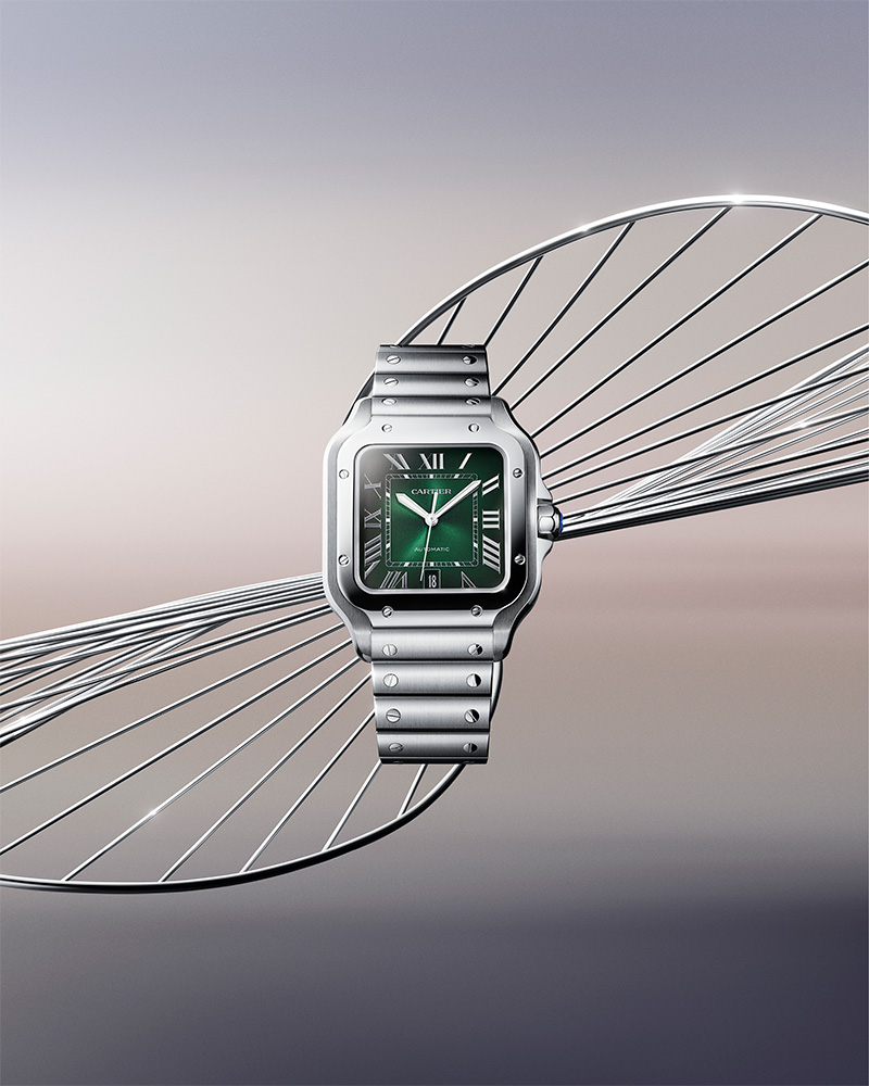 Cartier_Santos de Cartier watch steel_Cortina Watch_frontal lifestyle