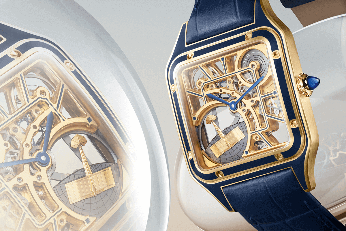 Cartier Santos Dumont Skeleton Micro Rotor Watches Wonders 2023 Cortina Watch Featured Image