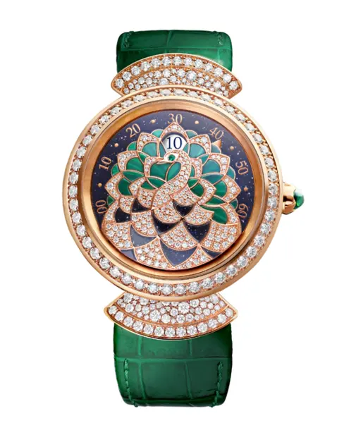 Divas’ Dream Peacock Precious Marquetry Jumping Hours and Retrograde Minutes - Cortina Watch