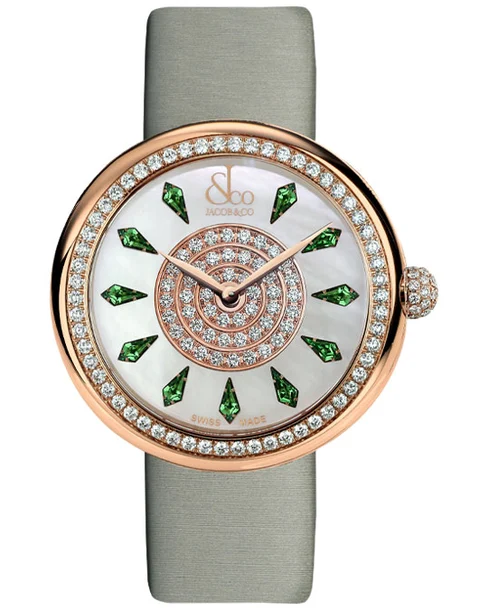Brilliant One Row Rose Gold Tsavorites 38mm - Cortina Watch