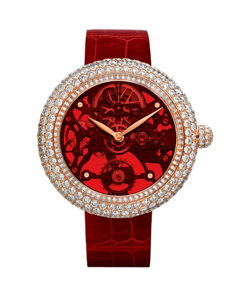 Brilliant Skeleton Northern Lights Rose Gold Red - Cortina Watch