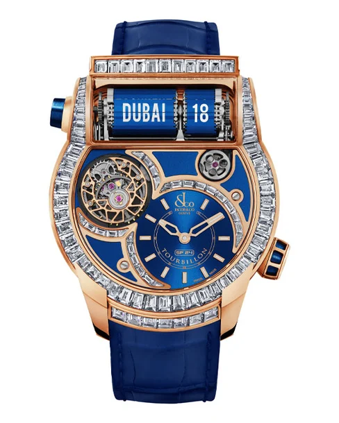 Epic SF24 Tourbillon Baguette Blue Dial Rose Gold - Cortina Watch