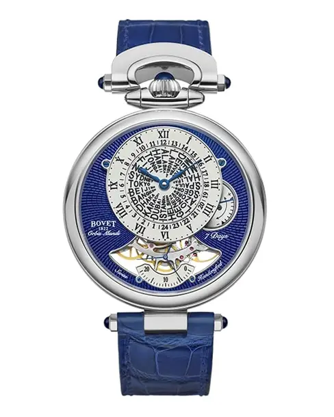 Orbis Mundis in Polished TItanium Blue Guilloché - Cortina Watch