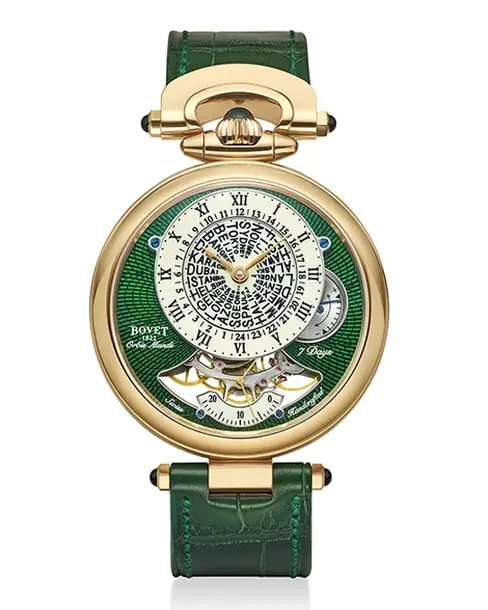 Orbis Mundis in 18K Red Gold Green Guilloché - Cortina Watch