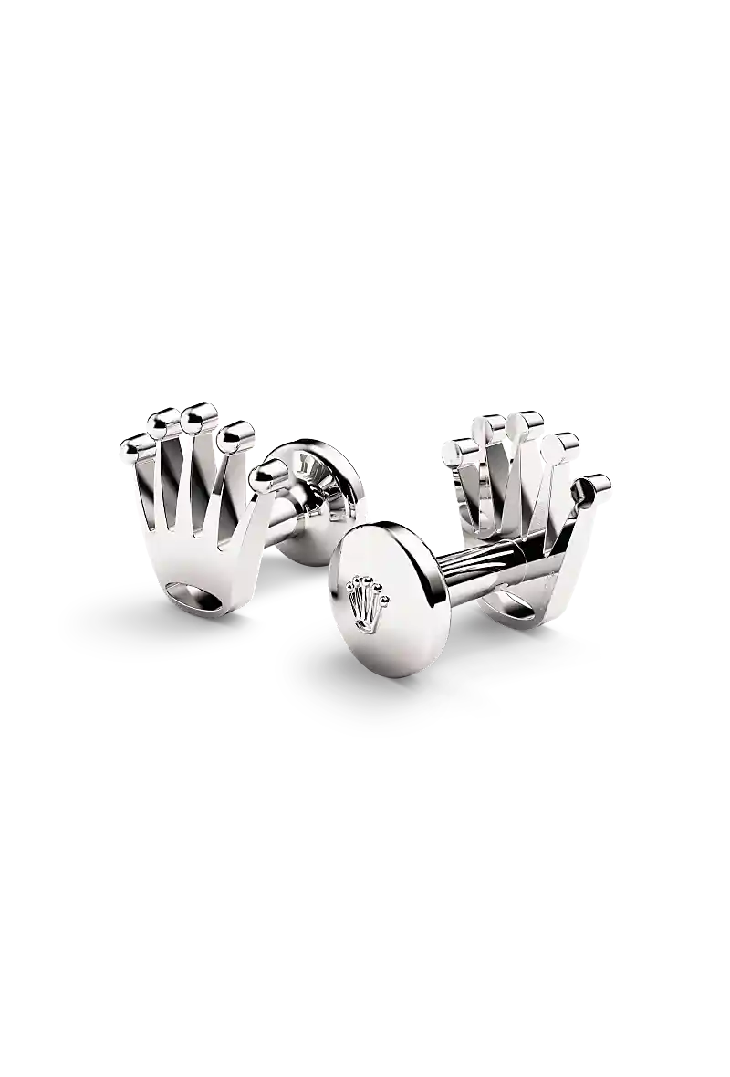 Rolex ‘Crown’ cufflinks in White gold, A1019 at Cortina Watch