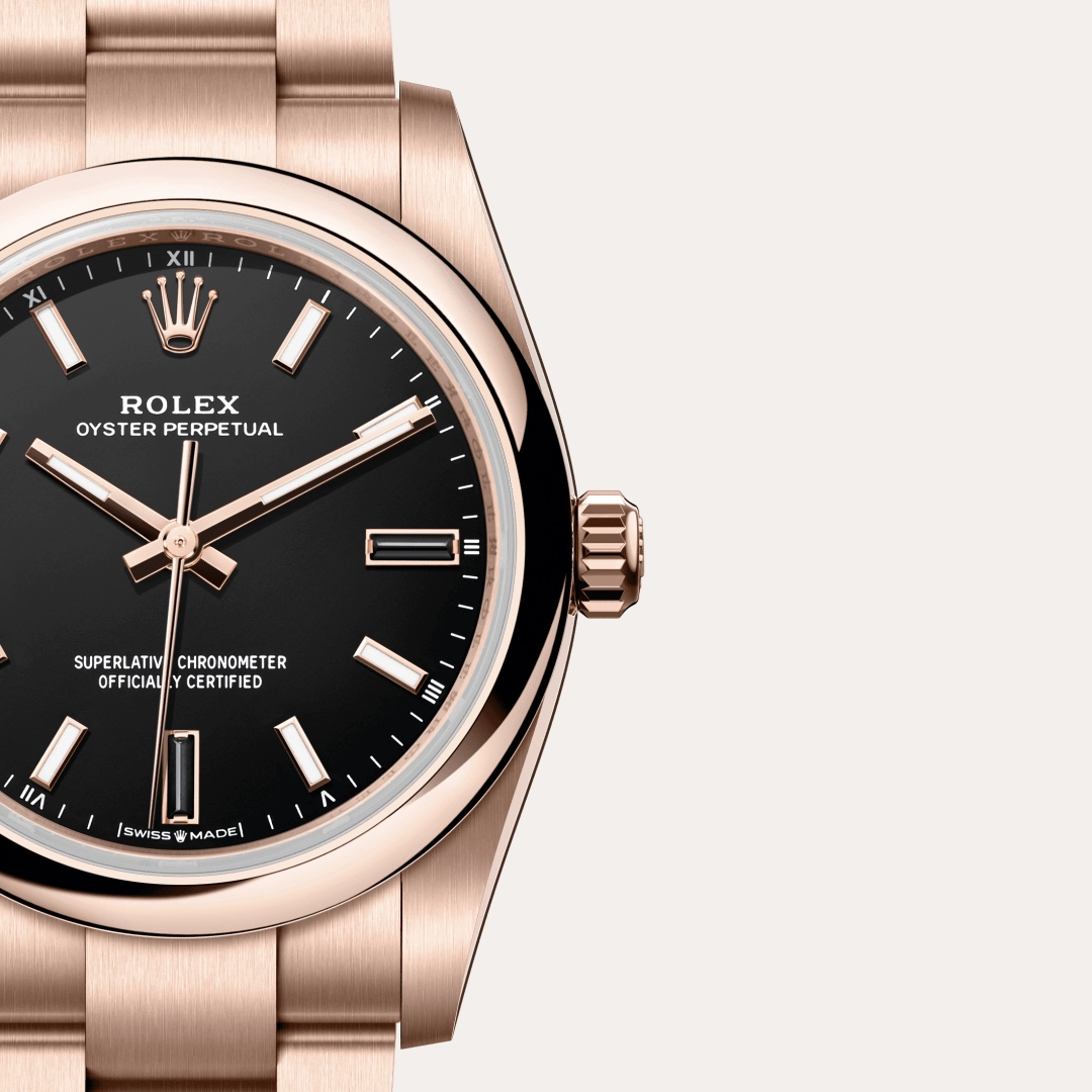 Rolex Oyster Perpetual 34 in 18 ct Everose gold, M124205-0001