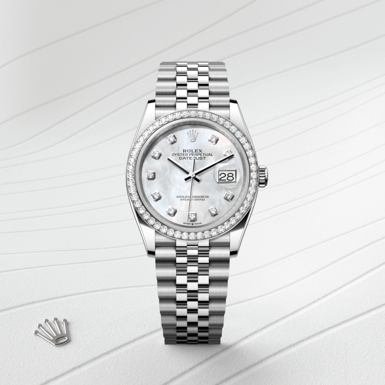 rolex datejust in white-rolesor, m126284rbr-0011 - cortina watch
