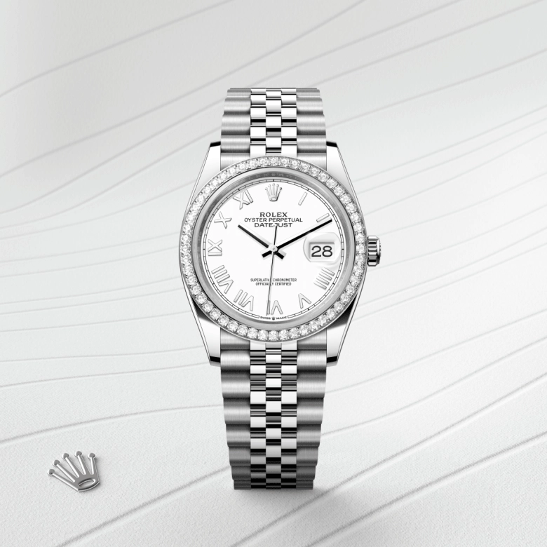 rolex datejust in white-rolesor, m126284rbr-0053 - cortina watch