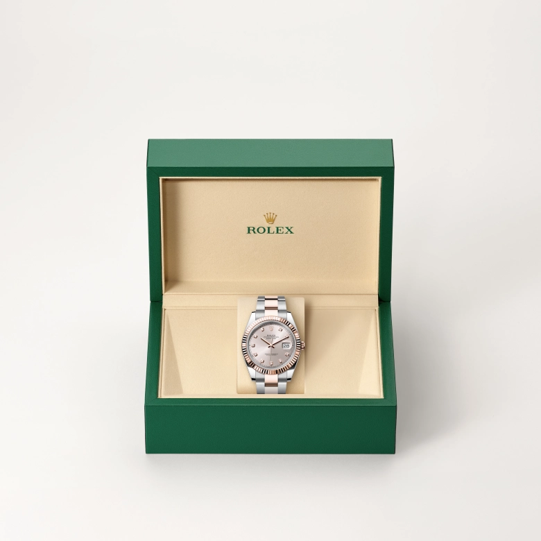 rolex datejust in everose-rolesor, m126331-0007 - cortina watch
